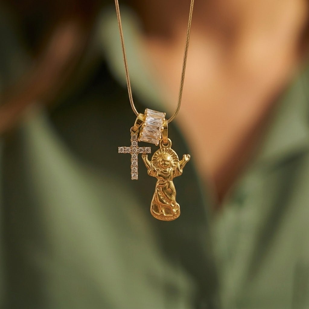 Cross Charm Pendant Necklace - Foramour Jewels - 18K Gold Plated - Sweat, water proof
