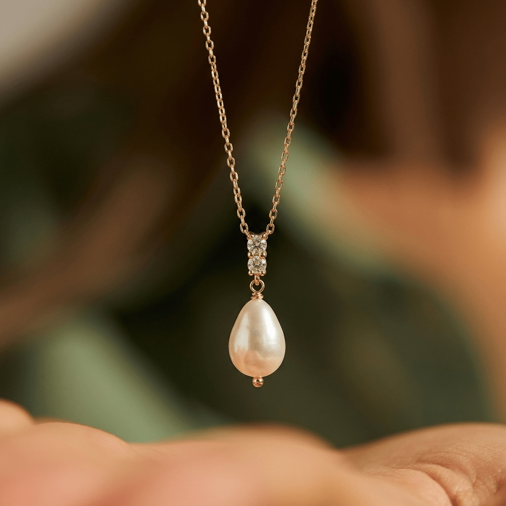 CZ Baroque Pearl Necklace - Foramour Jewels - 18K Gold Plated - Sweat, water proof
