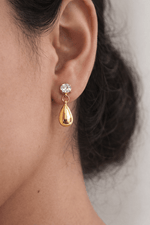 CZ Teardrop Stud Earrings - Foramour Jewels - 18K Gold Plated - Sweat, water proof