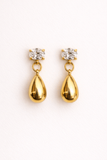CZ Teardrop Stud Earrings - Foramour Jewels - 18K Gold Plated - Sweat, water proof