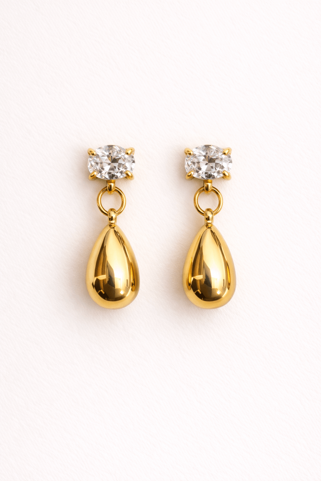 CZ Teardrop Stud Earrings - Foramour Jewels - 18K Gold Plated - Sweat, water proof
