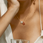 Double Flower Crystal Pendant Necklace - Foramour Jewels - 18K Gold Plated - Sweat, water proof