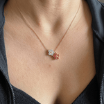 Double Flower Crystal Pendant Necklace - Foramour Jewels - 18K Gold Plated - Sweat, water proof