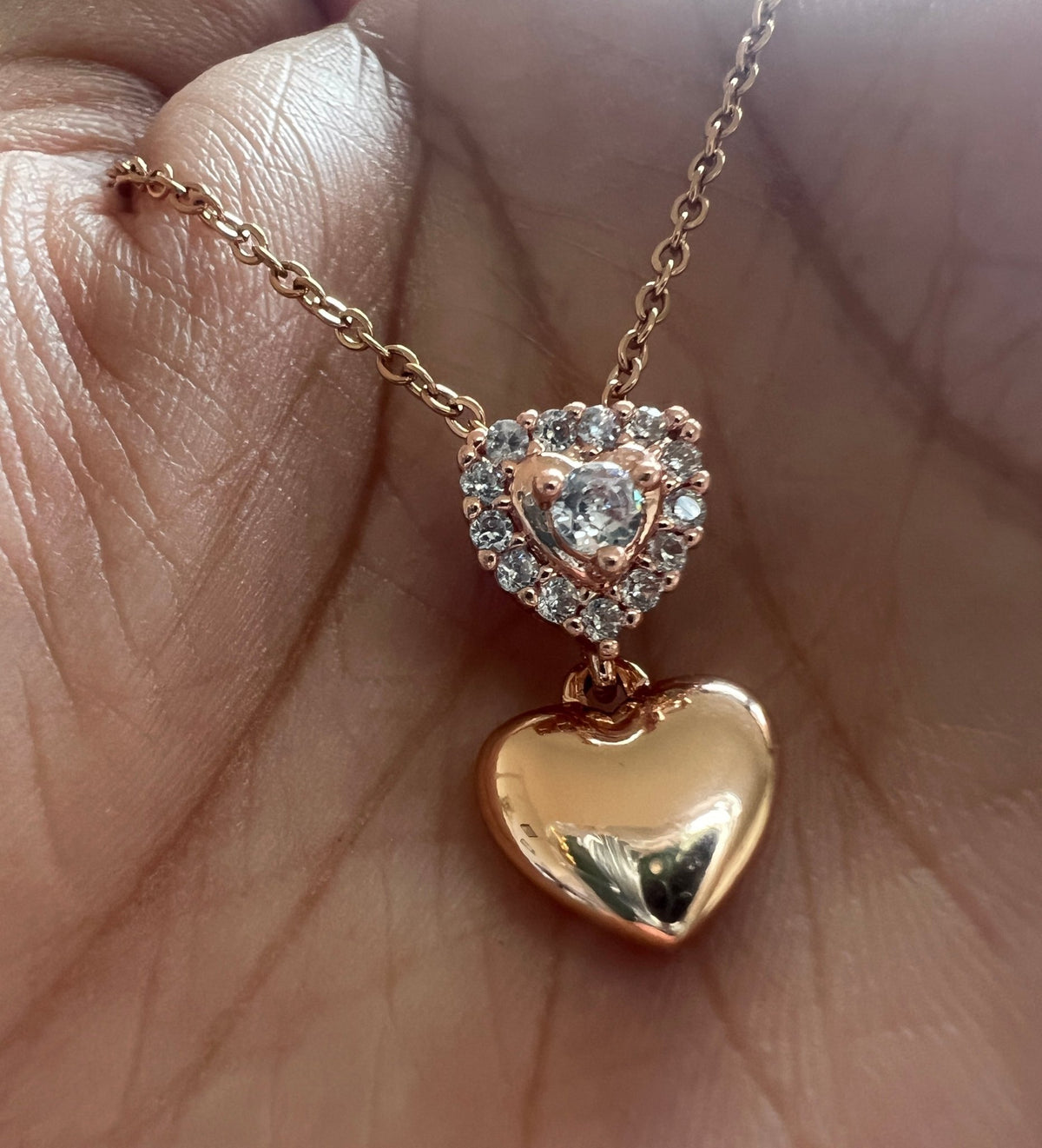Double Heart Pendant Necklace - Foramour Jewels - 18K Gold Plated - Sweat, water proof