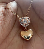 Double Heart Pendant Necklace - Foramour Jewels - 18K Gold Plated - Sweat, water proof