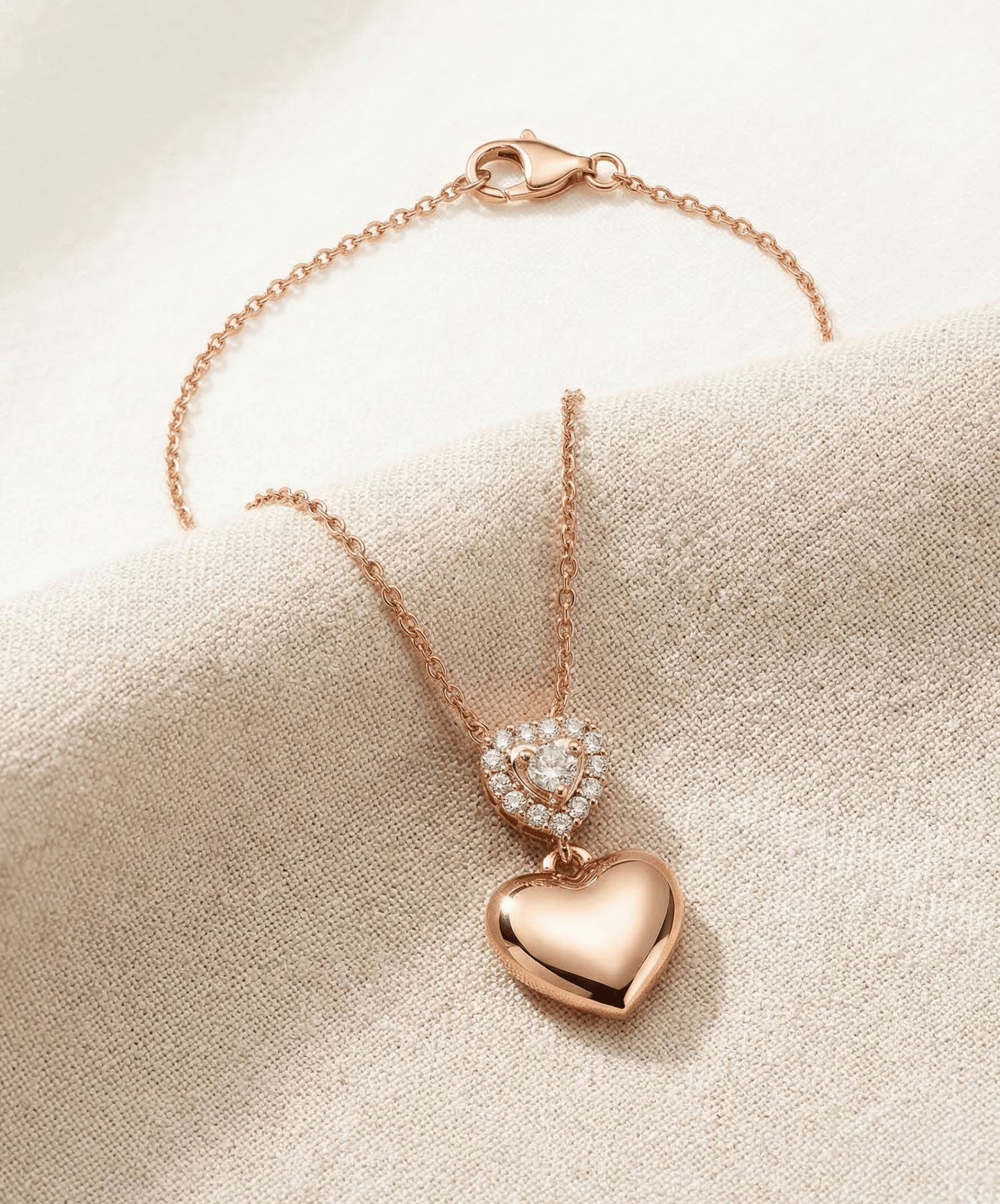 Double Heart Pendant Necklace - Foramour Jewels - 18K Gold Plated - Sweat, water proof