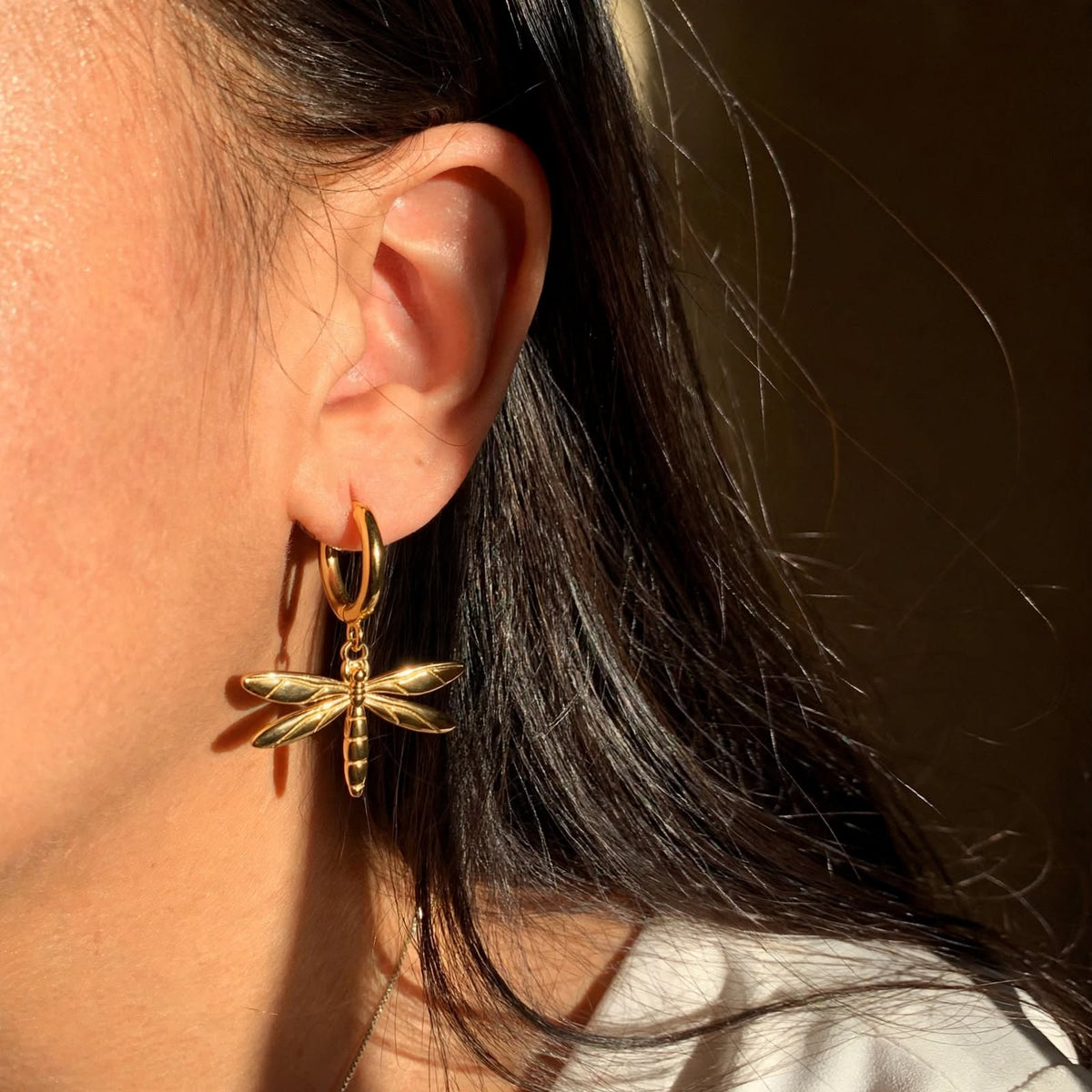 Dragonfly Huggie Earrings - Foramour Jewels - Gold PVD designer jewellery & charms