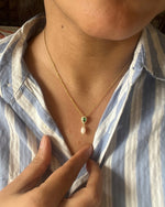 Emerald Pearl Drop Necklace - Foramour Jewels - 18K Gold Plated - Sweat, water proof