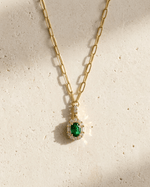 Emerald Zircon Pendant Necklace - Foramour Jewels - 18K Gold Plated - Sweat, water proof