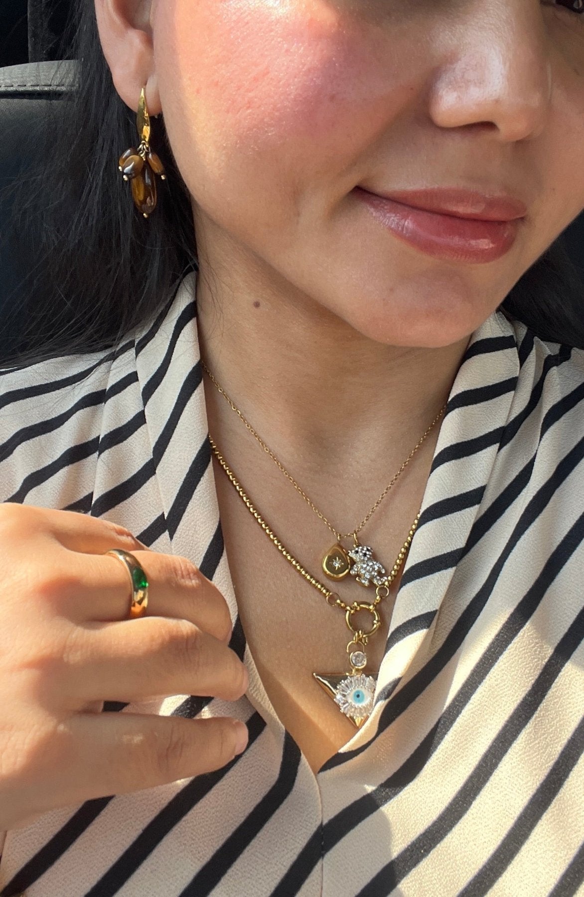 Evil Eye Triangle Pendant — Necklace - Foramour Jewels - 18K Gold Plated - Sweat, water proof