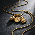 Ganesha, Om & Goddess Charm Cluster Necklace - Foramour Jewels - 18K Gold Plated - Sweat, water proof
