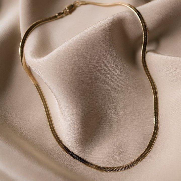 Herringbone Chain for Charm Necklace - Foramour Jewels - 18K Gold Plated - Sweat, water proof