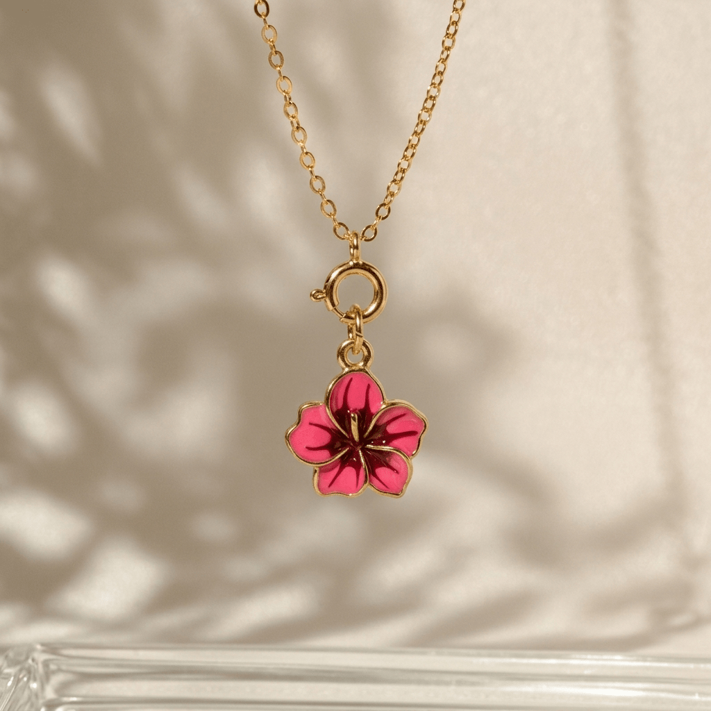 Hibiscus Flower Charm - Foramour Jewels - 18K Gold Plated - Sweat, water proof
