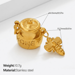Honey Pot & Bee Charm - Foramour Jewels - 18K Gold Plated - Sweat, water proof