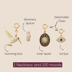 Hummingbird & Evil Eye Charm Necklace - Foramour Jewels - 18K Gold Plated - Sweat, water proof