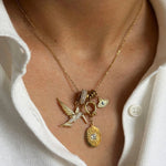 Hummingbird & Evil Eye Charm Necklace - Foramour Jewels - Gold PVD designer jewellery & charms