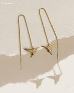 Hummingbird Threader Drop Earrings - Foramour Jewels - 18K Gold Plated - Sweat, water proof