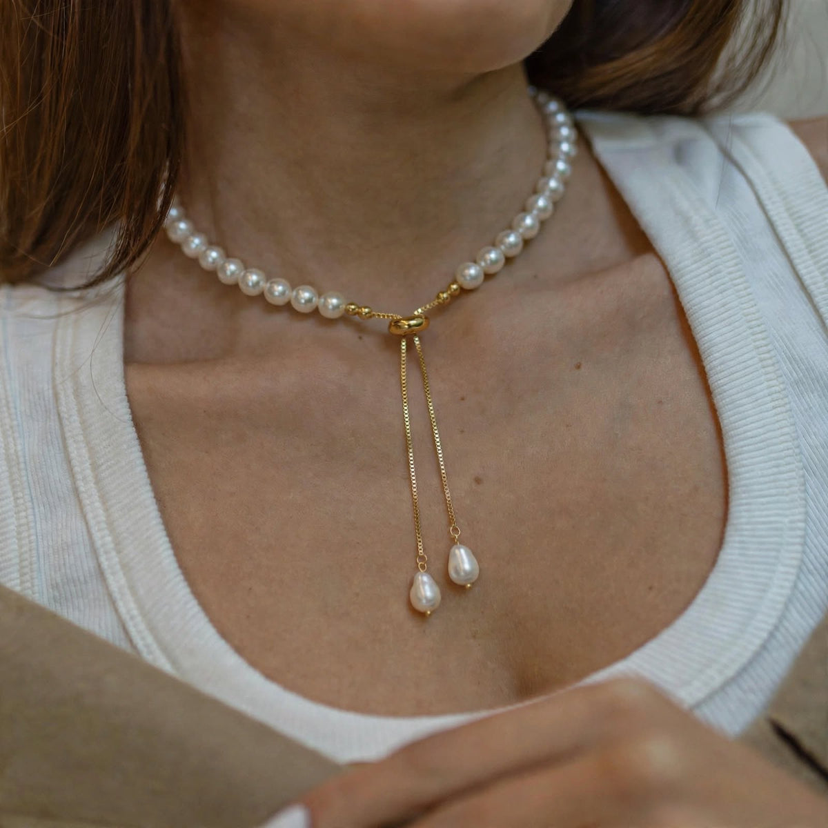 Pearl Bolo Necklace - Foramour Jewels