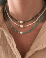 Layered Multicolor Bead Necklace - Foramour Jewels - 18K Gold Plated - Sweat, water proof