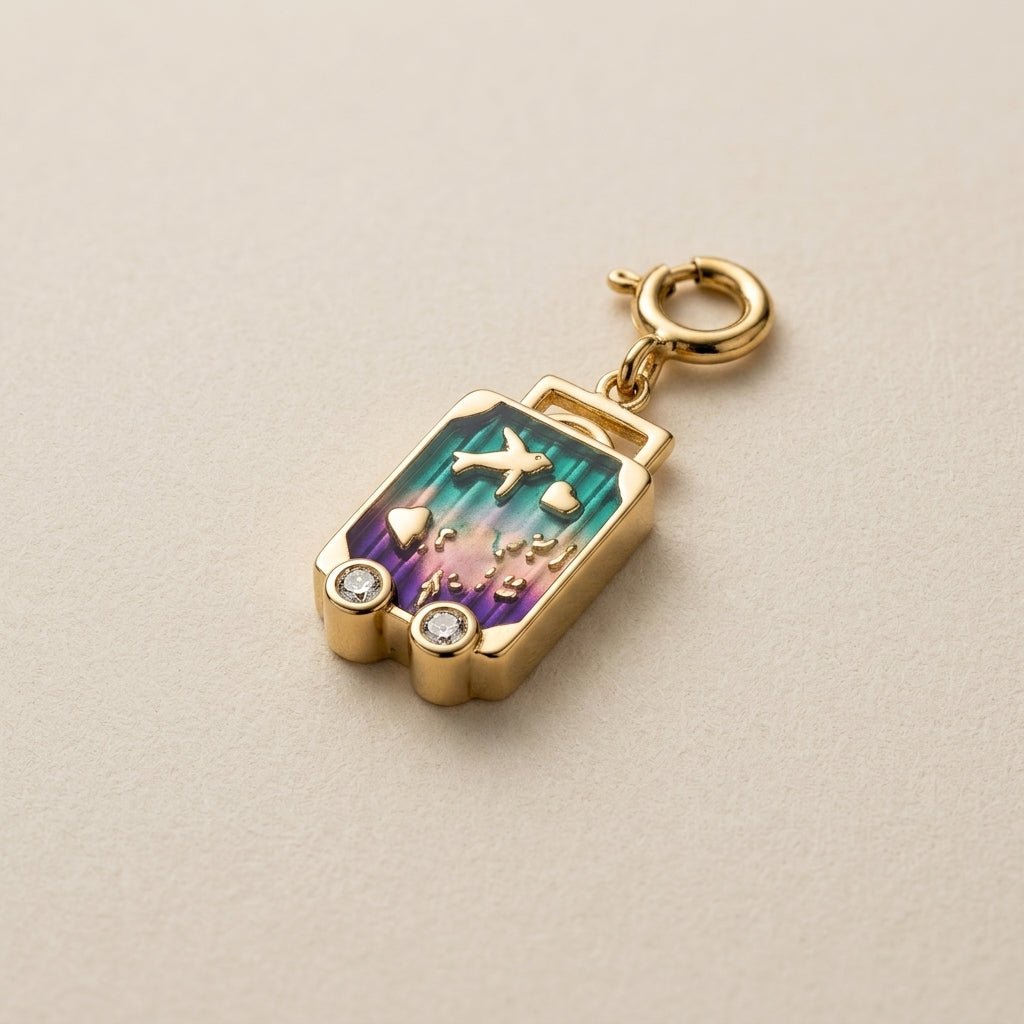 Luggage | Suitcase - Charm - Foramour Jewels - 18K Gold Plated - Sweat, water proof