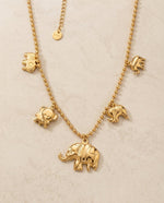 Many Elephants Charm Necklace - Foramour Jewels - 18K Gold Plated - Sweat, water proof