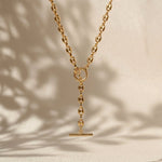 Mariner Link Toggle Lariat Necklace - Foramour Jewels - 18K Gold Plated - Sweat, water proof