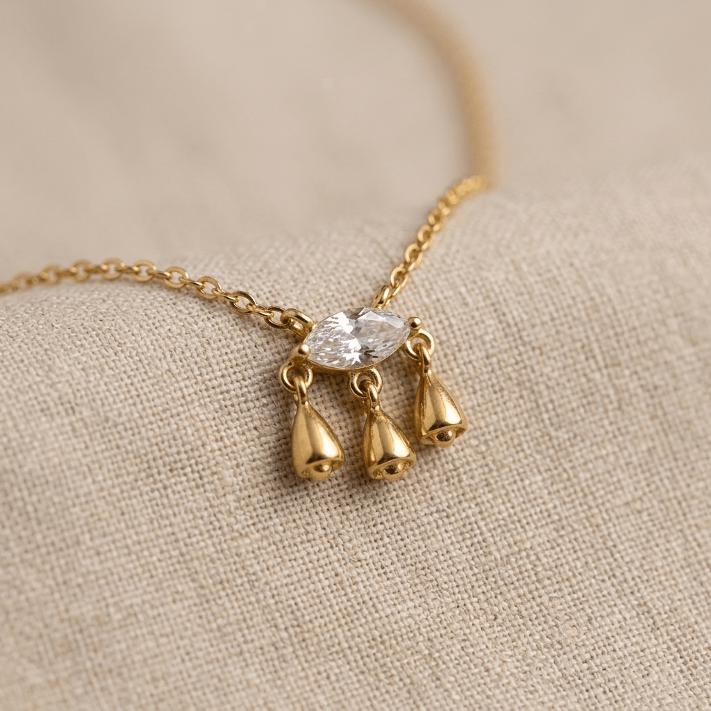 Marquise Crystal Drop Necklace - Foramour Jewels - 18K Gold Plated - Sweat, water proof