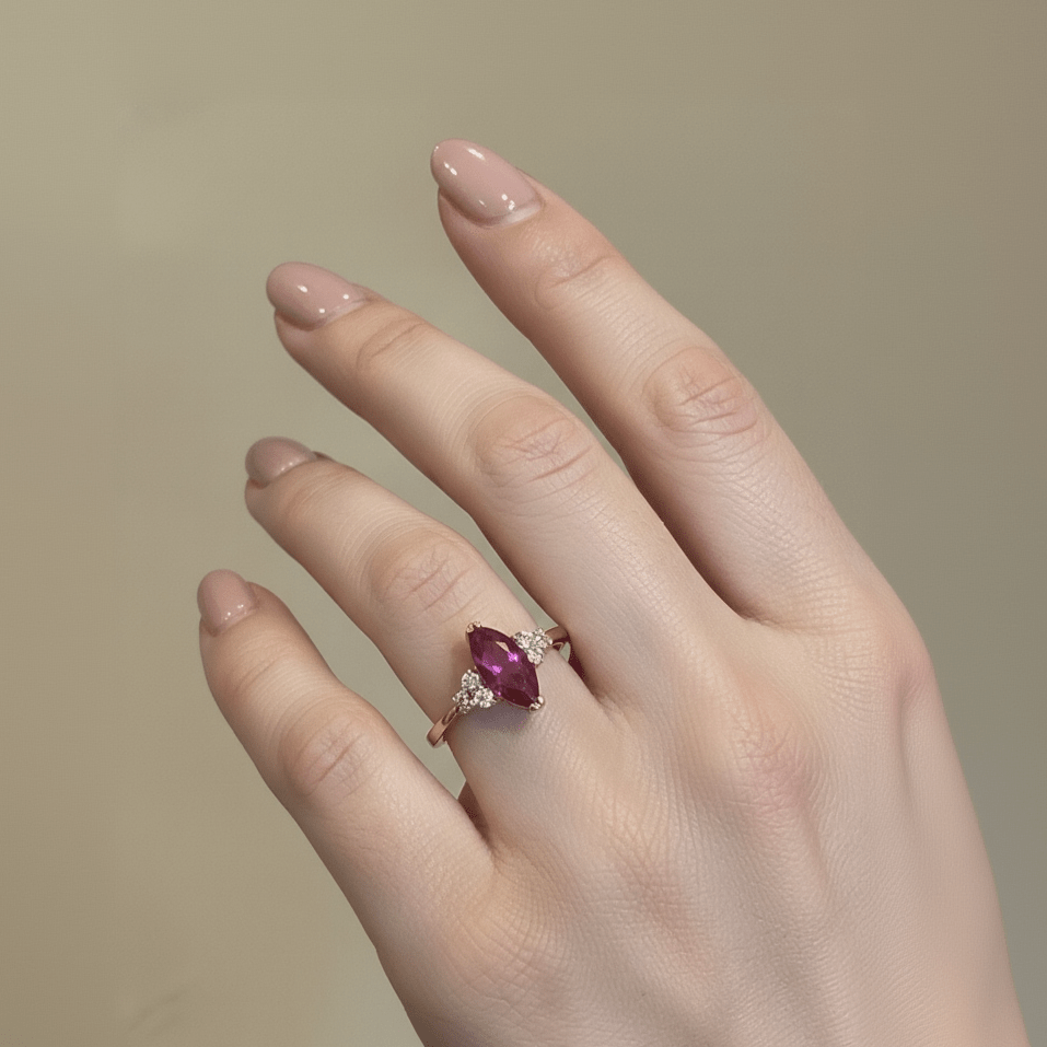 Marquise Cut Ruby - Ring - Foramour Jewels - 18K Gold Plated - Sweat, water proof