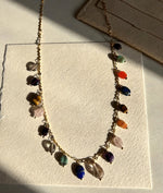 Mixed Gemstone Fringe Drop Necklace - Foramour Jewels - 18K Gold Plated - Sweat, water proof
