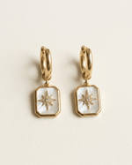 Mother-of-Pearl Signet Earrings - Foramour Jewels - 18K Gold Plated - Sweat, water proof