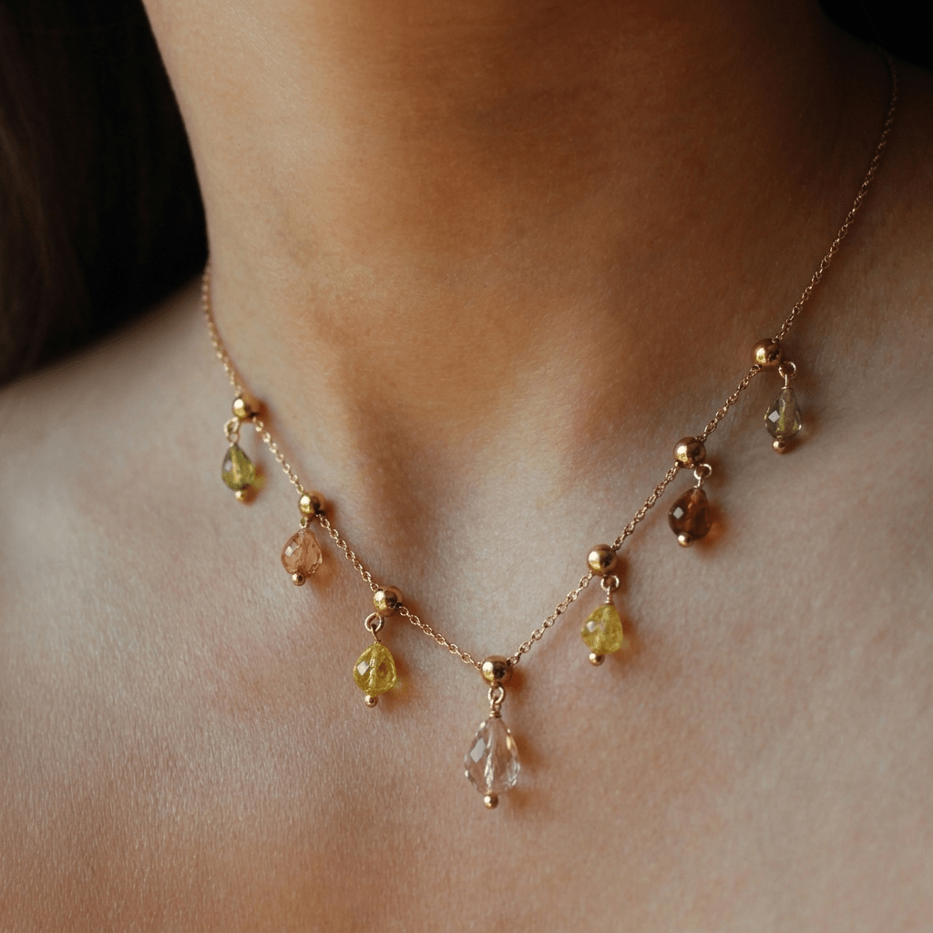 Multi Color 2 in One Necklace - Foramour Jewels - 18K Gold Plated - Sweat, water proof