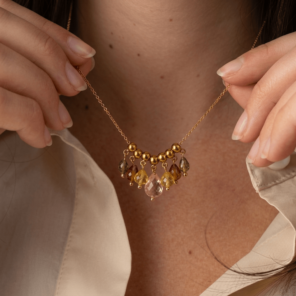 Multi Color 2 in One Necklace - Foramour Jewels - 18K Gold Plated - Sweat, water proof