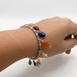 Multi-Gemstone Charm Bracelet - Foramour Jewels - 18K Gold Plated - Sweat, water proof