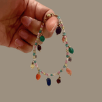 Multi-Gemstone Charm Bracelet - Foramour Jewels - 18K Gold Plated - Sweat, water proof
