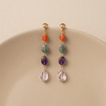 Multi-Gemstone Drop Earrings - Foramour Jewels - 18K Gold Plated - Sweat, water proof