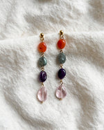 Multi-Gemstone Drop Earrings - Foramour Jewels - 18K Gold Plated - Sweat, water proof