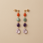 Multi-Gemstone Drop Earrings - Foramour Jewels - 18K Gold Plated - Sweat, water proof