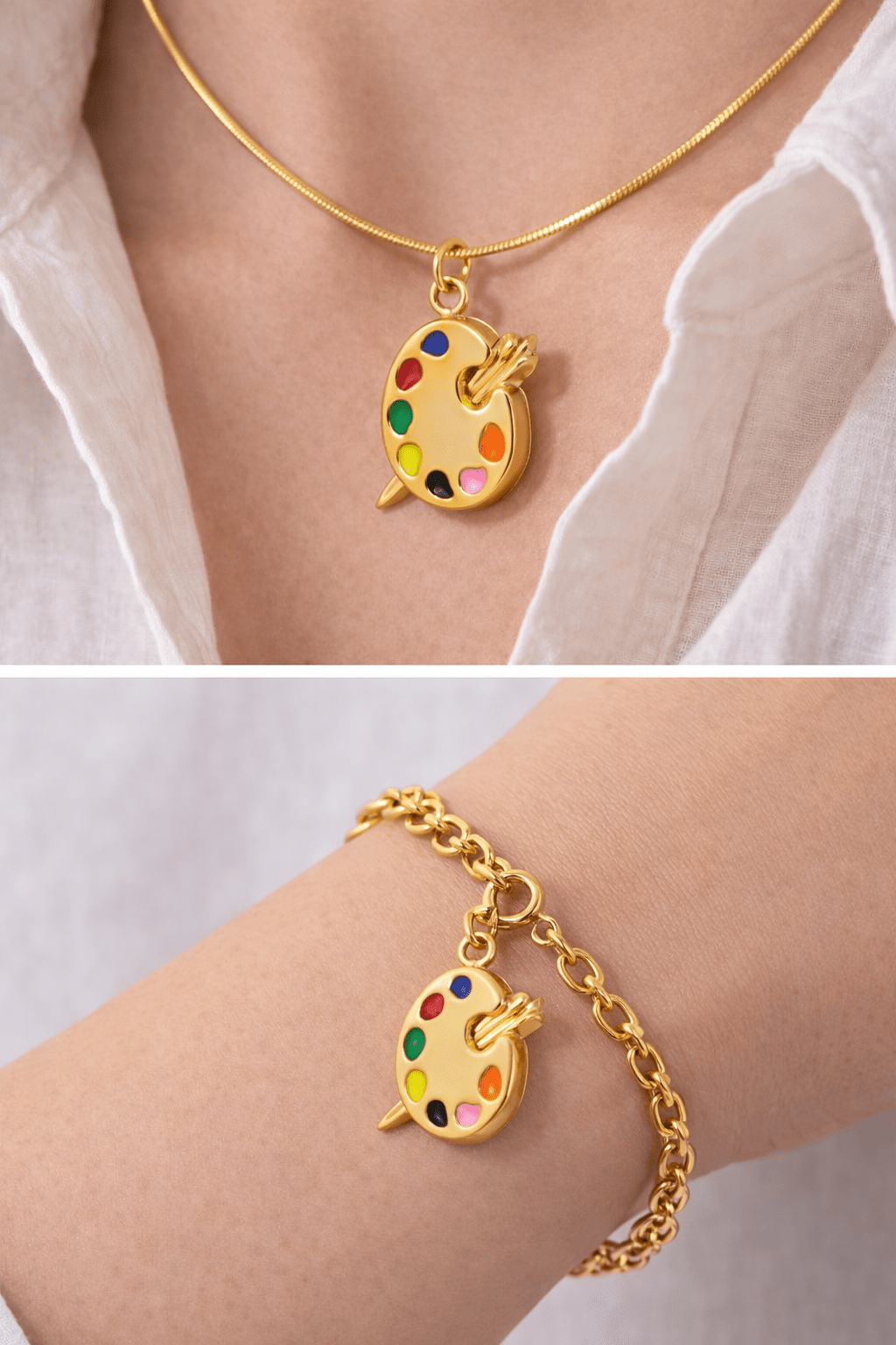 Painting color palette - Charm - Foramour Jewels - 18K Gold Plated - Sweat, water proof