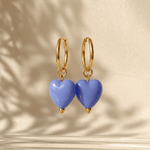 Pastel Blue Drop Huggie Earrings - Foramour Jewels - 18K Gold Plated - Sweat, water proof