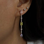Pastel Multistone Linear Drop Earrings - Foramour Jewels - 18K Gold Plated - Sweat, water proof
