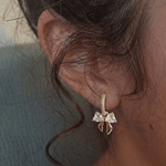 Pave Bow Charm Earrings - Foramour Jewels - 18K Gold Plated - Sweat, water proof