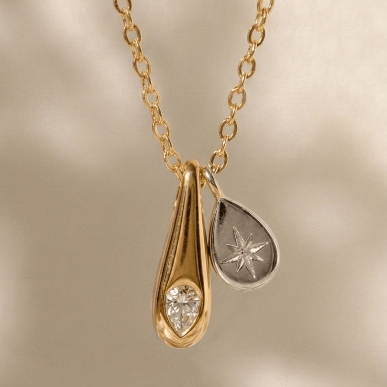 Pear Crystal Pendant Necklace - Foramour Jewels - 18K Gold Plated - Sweat, water proof