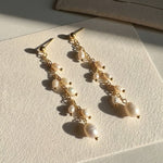 Pearl Cascade Drop Earrings - Foramour Jewels - 18K Gold Plated - Sweat, water proof
