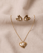 Pearl hearts - Necklace & Earrings Set - Foramour Jewels - 18K Gold Plated - Sweat, water proof
