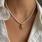 Pearl Mushroom Pendant Necklace - Foramour Jewels - 18K Gold Plated - Sweat, water proof