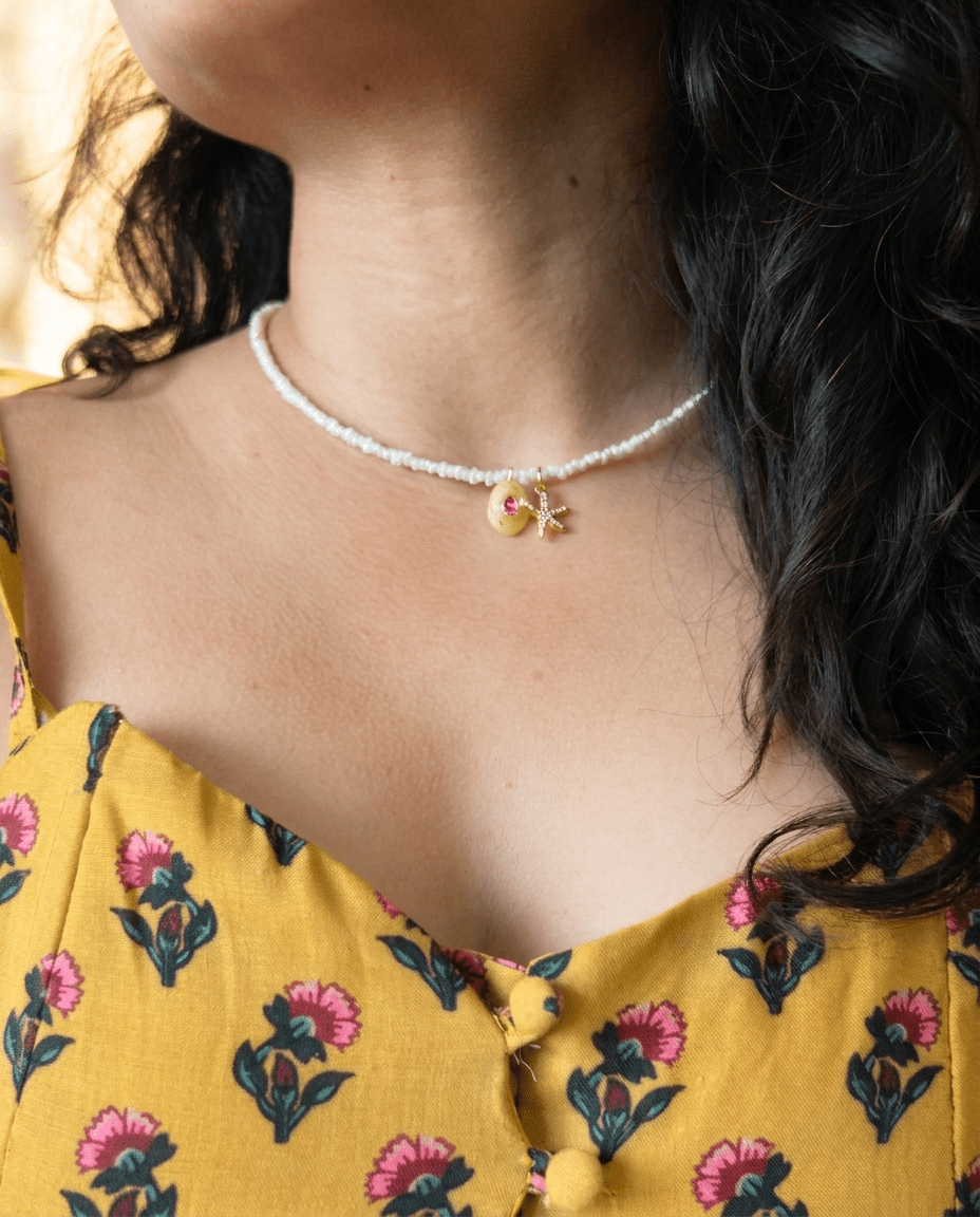 Pearl Starfish Charm Necklace - Foramour Jewels - 18K Gold Plated - Sweat, water proof