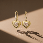 Pink CZ Heart Earrings - Foramour Jewels - 18K Gold Plated - Sweat, water proof