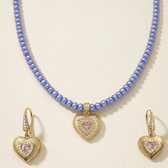 Pink Heart Bead Necklace - Foramour Jewels - 18K Gold Plated - Sweat, water proof