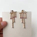 Pink Tassel Fringe Drop Earrings - Foramour Jewels - 18K Gold Plated - Sweat, water proof