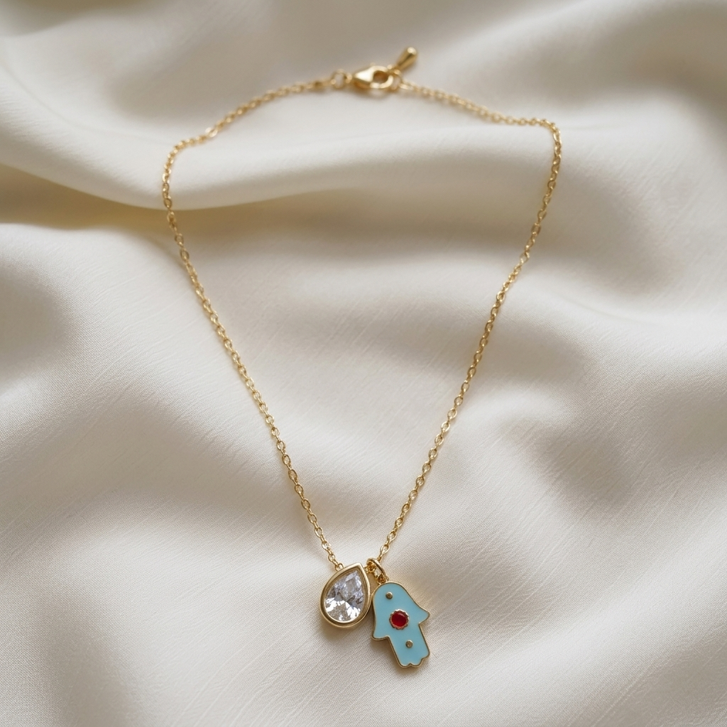Hamsa Pear Drop - Necklace